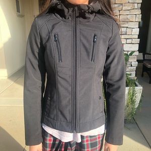 SEBBY BLACK WEATHER RESISTANT NYLON HOODED COAT